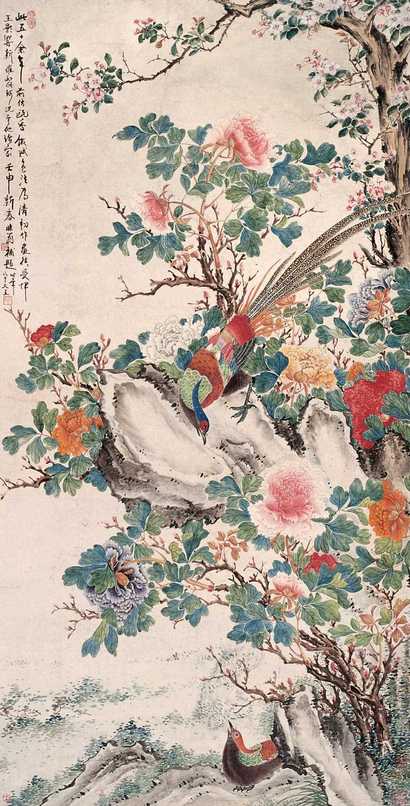 陆抑非 壬申（1992年）作 花鸟 立轴